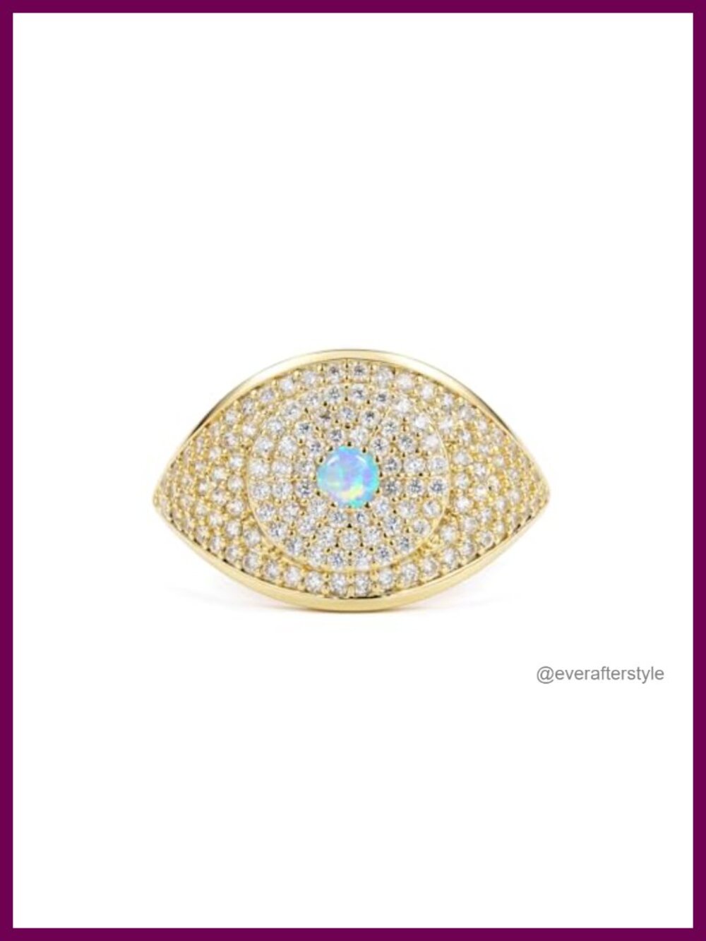 14K Gold Filled Opal CZ Evil Eye Ring Women